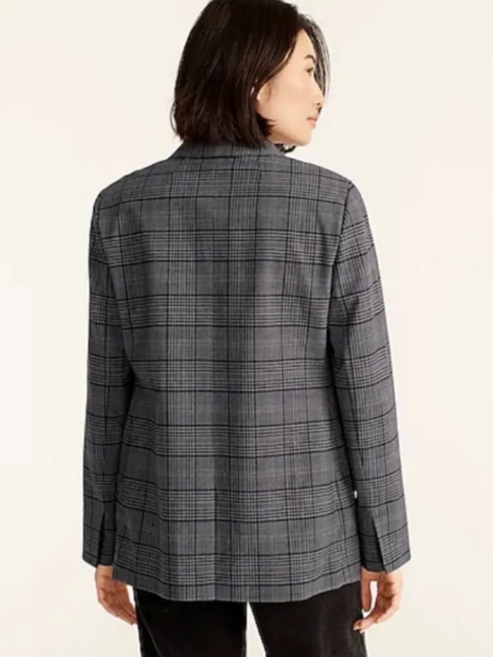 J. Crew Sommerset Blazer Grey Plaid Italian Wool Jacket 6P *EUC*